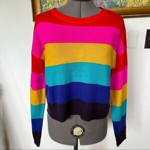 Full tilt cropped striped long sleeve sweater size M